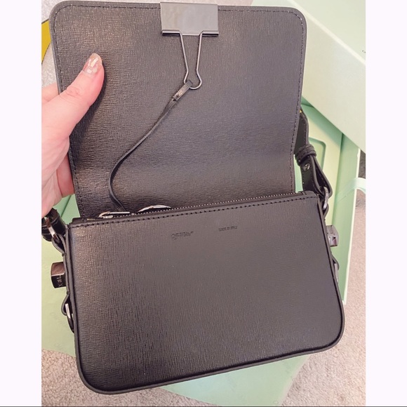 Off-White Black Mini Plain Binder Clip Flap Bag - Picture 9 of 12